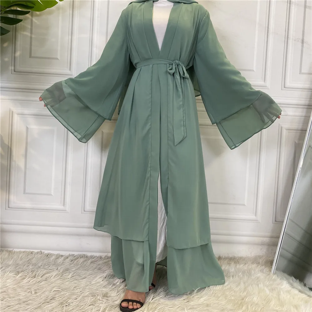 Nuovo colore solido arabo abito Dubai moda cardigan musulmano abito in chiffon 1875 Robe Abaya Ramadan Dubai lusso Islam elegante