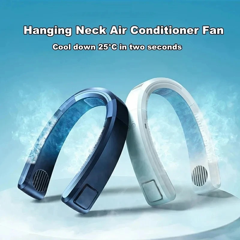 Semiconductor Refrigeration Hanging Neck Cooling Fan Portable Artifact Ultra-long Endurance Silent Lazy Leafless Electric Fan