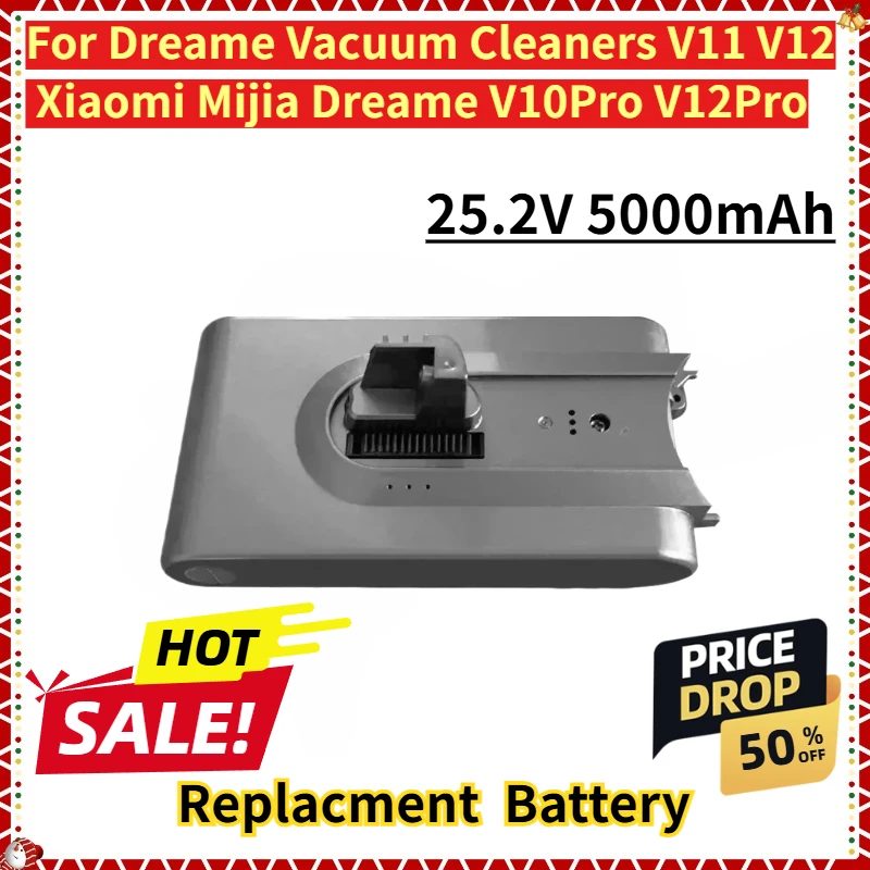 

For Dreame Vacuum Cleaners V11 V12 Xiaomi Mijia Dreame V10Pro V12Pro New Replacment High Capacity Battery 25.2V 5000mAh