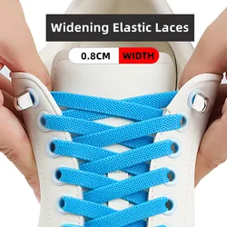 Novos upgrades ampliar 8mm plana laços elásticos tênis cadarços sem laços crianças adulto rendas rápidas de borracha esportes cadarço 1 par