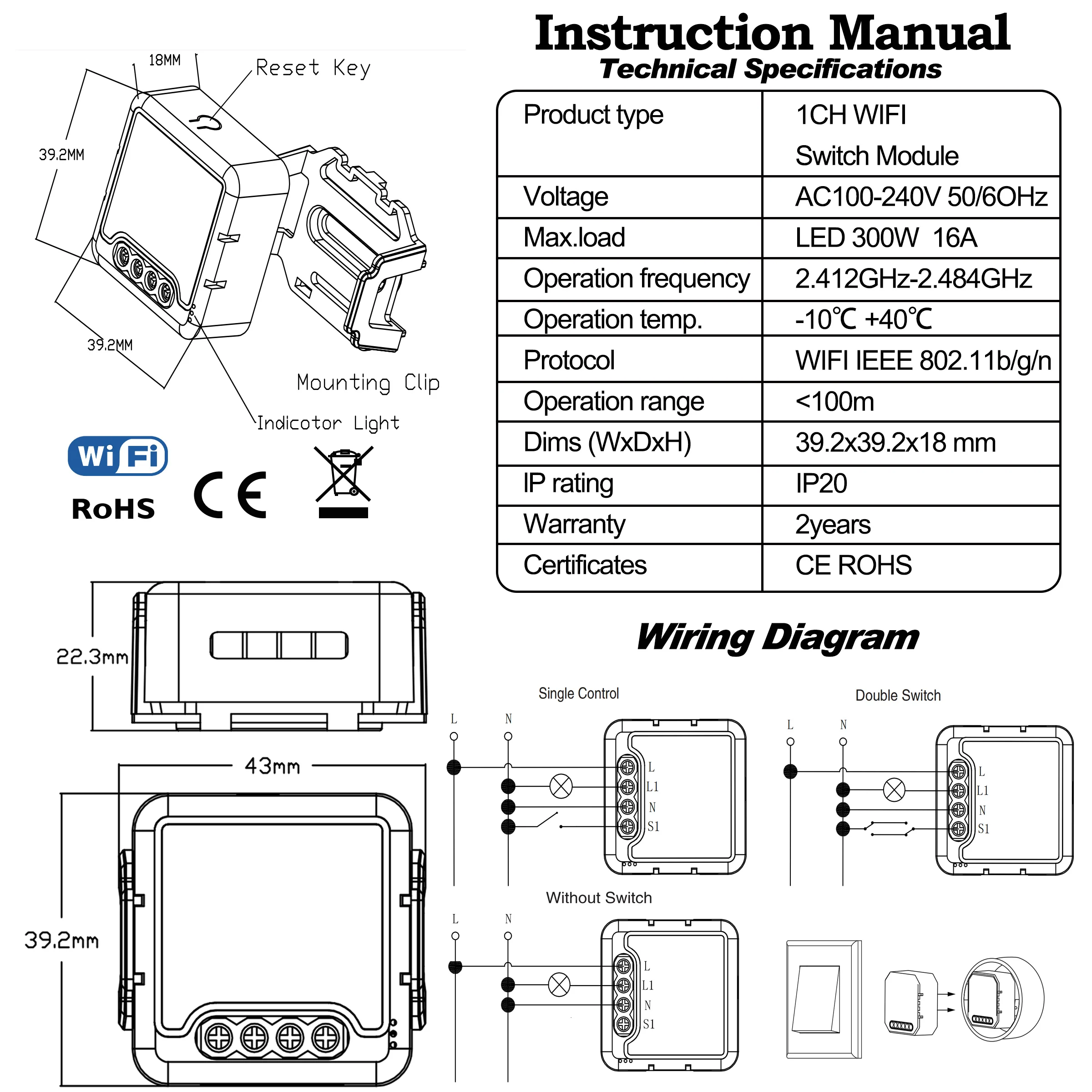 GIRIER Wifi Thông Minh Mô-đun Chuyển Đổi Cuộc Sống Thông Minh Ứng Dụng Điều Khiển Từ Xa Tự Làm Ánh Sáng Thông Minh Thiết Bị Chuyển Mạch 16A Làm Việc