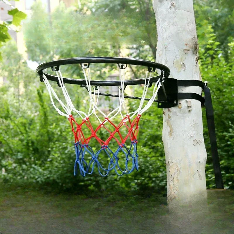 Ponsvrije Basketbal Hoepel Standaard Stalen Velgframe Draagbare Buitenspellen Verstelbare Hoogte Volwassenen Kids Basket Ring Geen Bal 2Kg