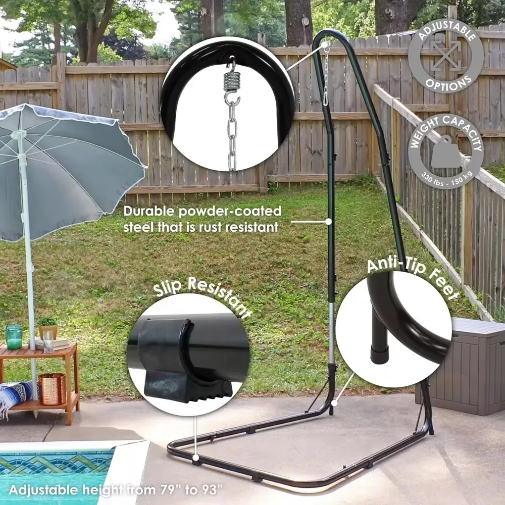 

Adjustable Hammock Chair Stand Only - 79-Inch to 93-Inch Tall Hanging Chair Stand - Heavy-Duty 330-Pound Weight Capacity