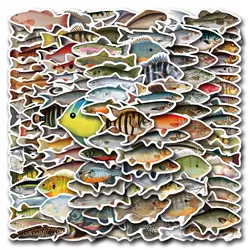 110Pcs Fish Stickers Fishing Box Stickers DIY Stickers Scrapbooking Phone Luggage Skateboard Waterproof Decals