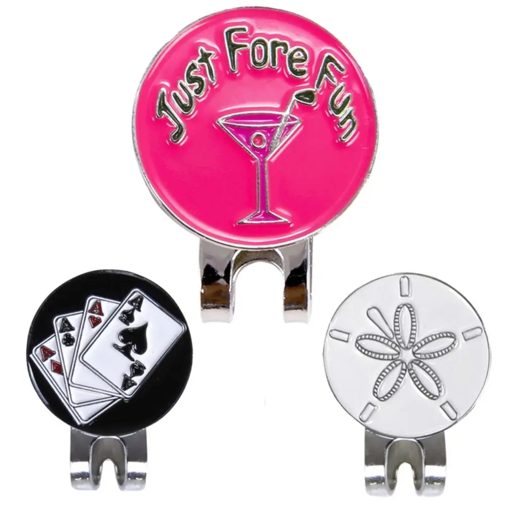 Gift Electroplated Gold Accessories Golf Equipment Pink Pattern Golf Ball Marker Golf Hat Clip Golf Cap Clip Ball Coin Mark