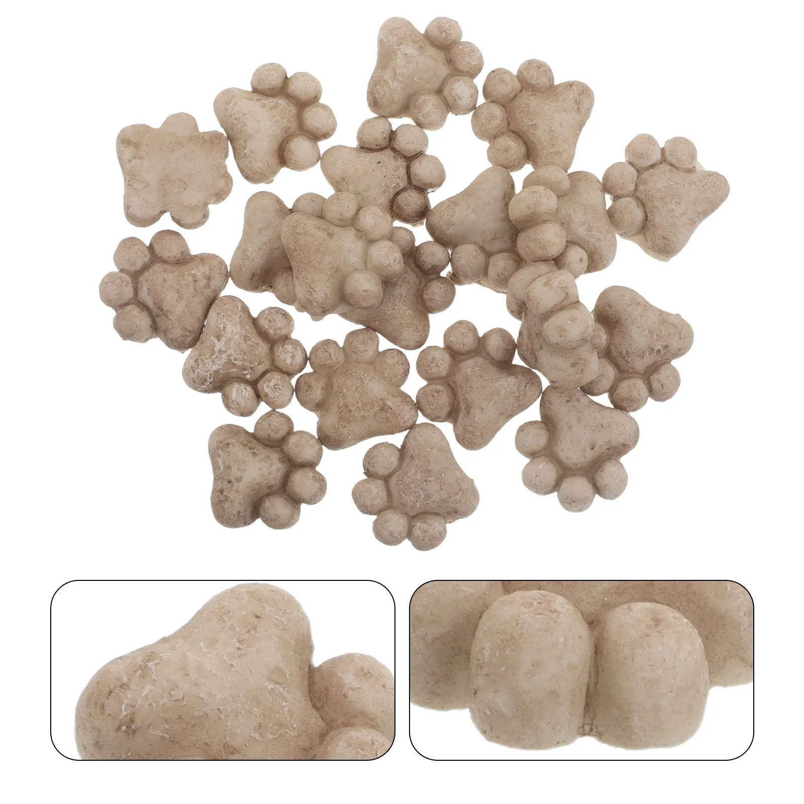 

20pcs Mini Resin Cat Paw Print Stones Resin Cat Paw Footprint Ornaments Outdoor Miniature Stepping Stones For Garden Flower Pot