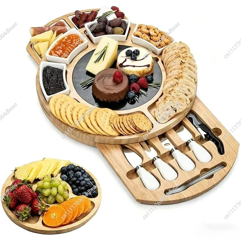 Solid wood cutting board, new cheese cutting board with pull-out function, household fruit, bread, steak cutting board