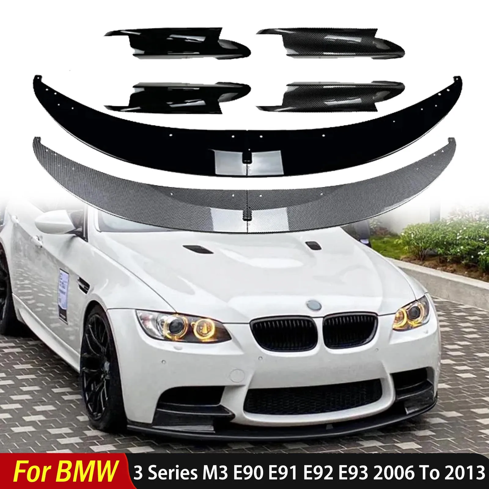 

For BMW 3 Series M3 E90 E91 E92 E93 2006 To 2013 4 PCS Auto Front Bumper Splitter Spoiler Lip Auto Accessories Guard Cover
