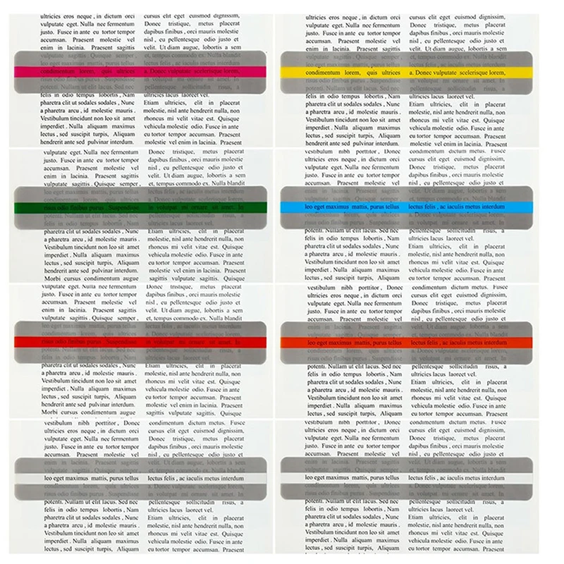 6Pcs Transparent Reading Guide Strip School Supplies Highlighter Colored Overlays Plastic Bookmark For Dyslexia Student