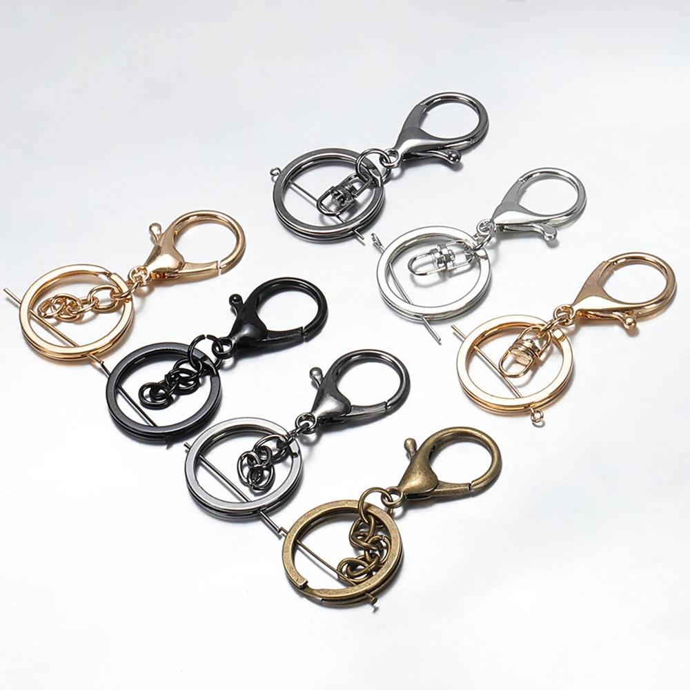 10pcs 30mm Split Key Ring Rhodium/Antique Bronze Classic Lobster Clasp Key Hook Chain For Jewelry Making DIY Keychains Supplies