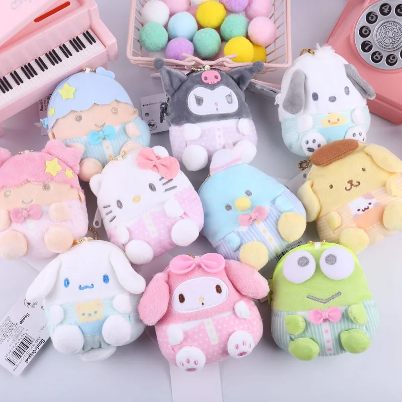 Sanrioed 10Cm Kawaii Cartoon Littletwinstars portafoglio in peluche ciondolo in peluche portachiavi ciondolo bambola in peluche regalo di compleanno