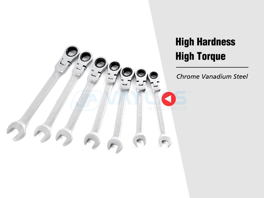 8-19mm Dull Polished Combination Wrench Flexible Head 72T Ratchet & Open End High Torque Spanner Repair Hand Tools Ratchet Keys