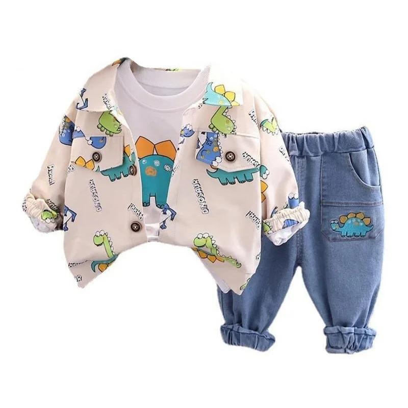 

New Autumn Children Girls Clothes Boys Outfits Baby Cartoon Jacket T-Shirt Pants 3Pcs/Set Toddler Casual Costume Kids Tracksuits