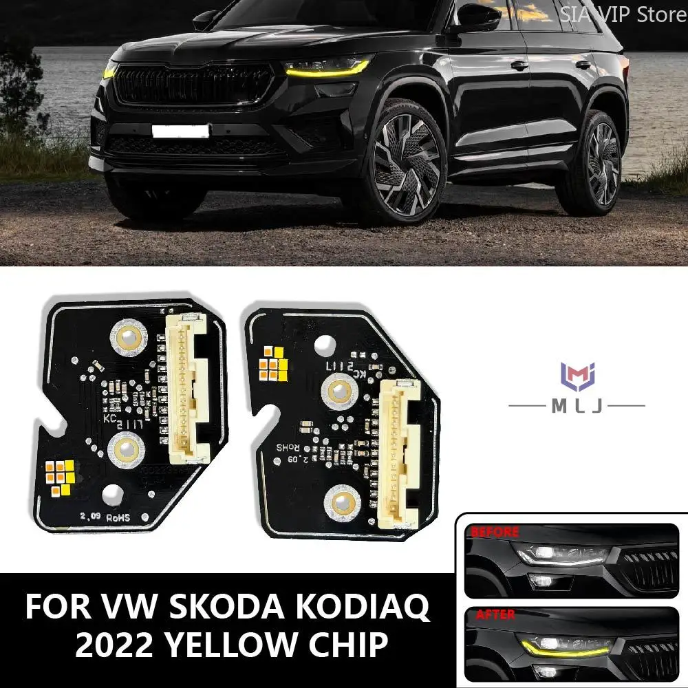 

Angel Eyes Yellow Chip For 2022 Volkswagen Skoda Kodiaq Headlights DRL LED Chip Circuit Board DRL Chip OE 00224256-L 00224257-R