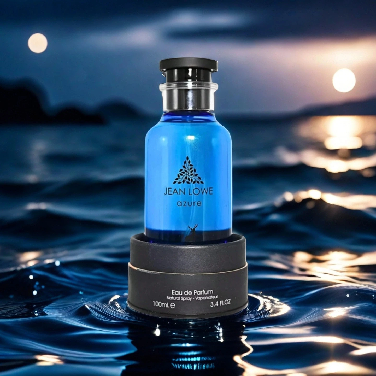 Jean Lowe Azure, 100 ml (3,4 fl. oz.). Korpus butelki jest tak przezroczysty jak niebieskie niebo.