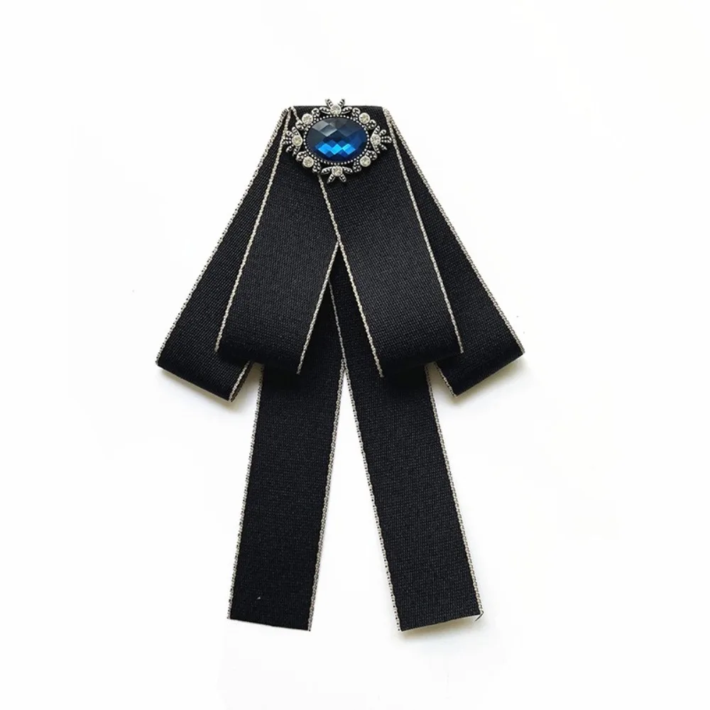 

New Solid Color Bow Tie Elegant Crystal Rhinestone Bowtie Collar Flower Pre-Tied Bow Collar Decoration Gift