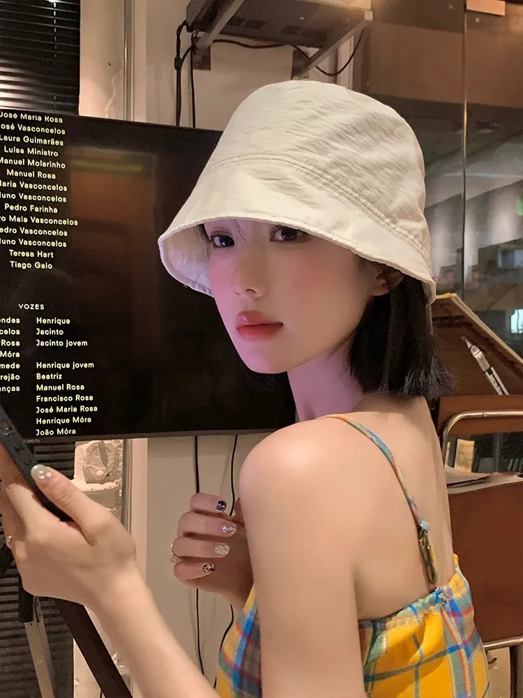 

Japanese minimalist solid color fisherman hat for women's spring and summer versatile casual outdoor sun protection hat