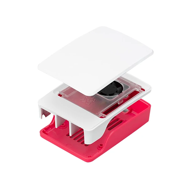 Official Original Raspberry Pi 5 Case Red White ABS Shell with Temperature Controlled Fan Support Cluster Stacking for RPI 5 Pi5