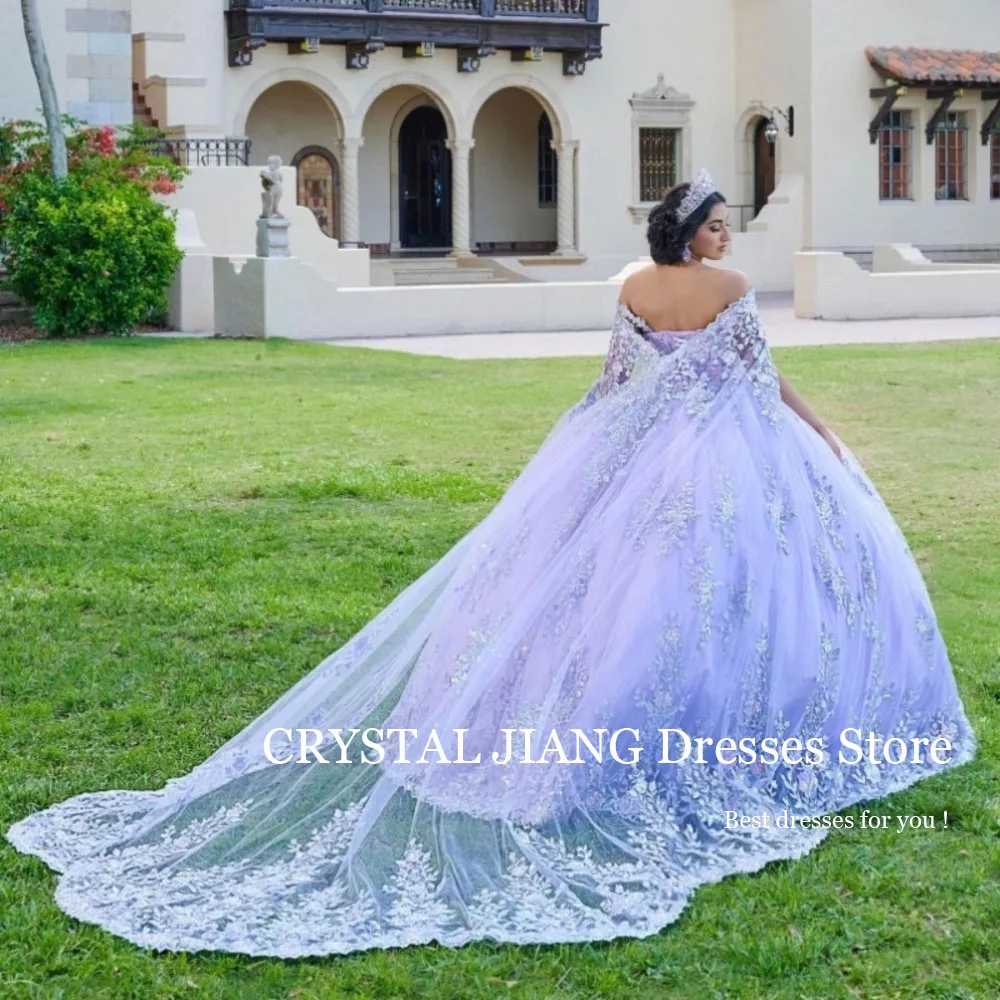 Abiti lunghi di lusso in Tulle viola Quinceanera con Appliques di perline abito da ballo lunghezza del pavimento Vestido De quinceasenera 2024