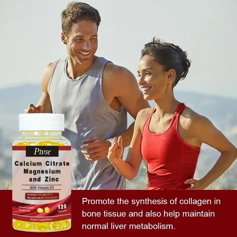 Calcium Magnesium Zinc Capsule Vitamin D3 for Strong Bones Teeth Heart Nerve Increase Immune System Function Supplement