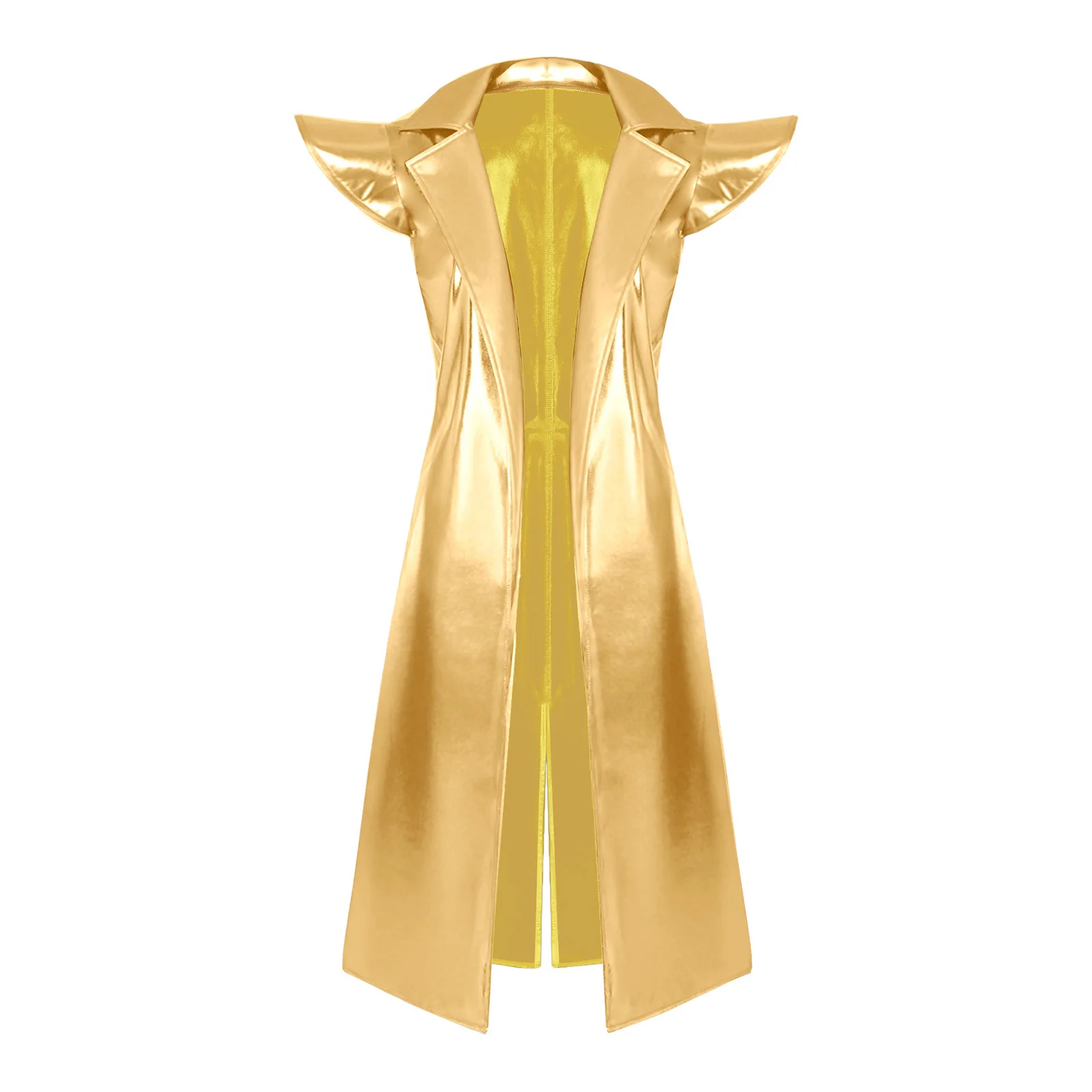 Women Men Performance Long Trench Coat Shiny Rock Music Capote Masculino for Night Clubwear Stage Dance Cloak Cape Jacket Coat