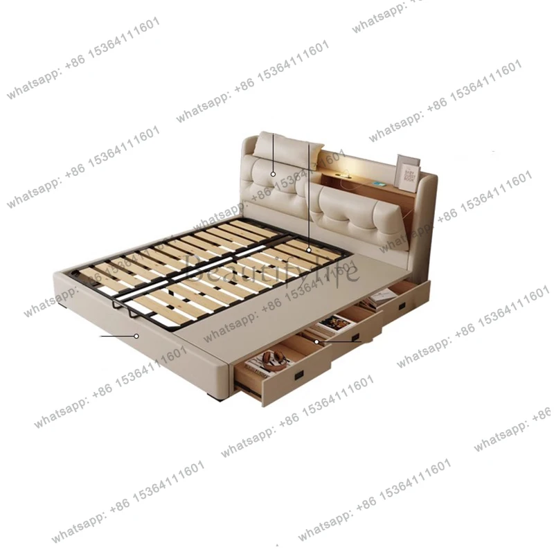 

Comfortable Space Saving Bed King Size Sleeping Princess Design Soft Bed Massage Letto Matrimoniale Lounge Suite Furniture