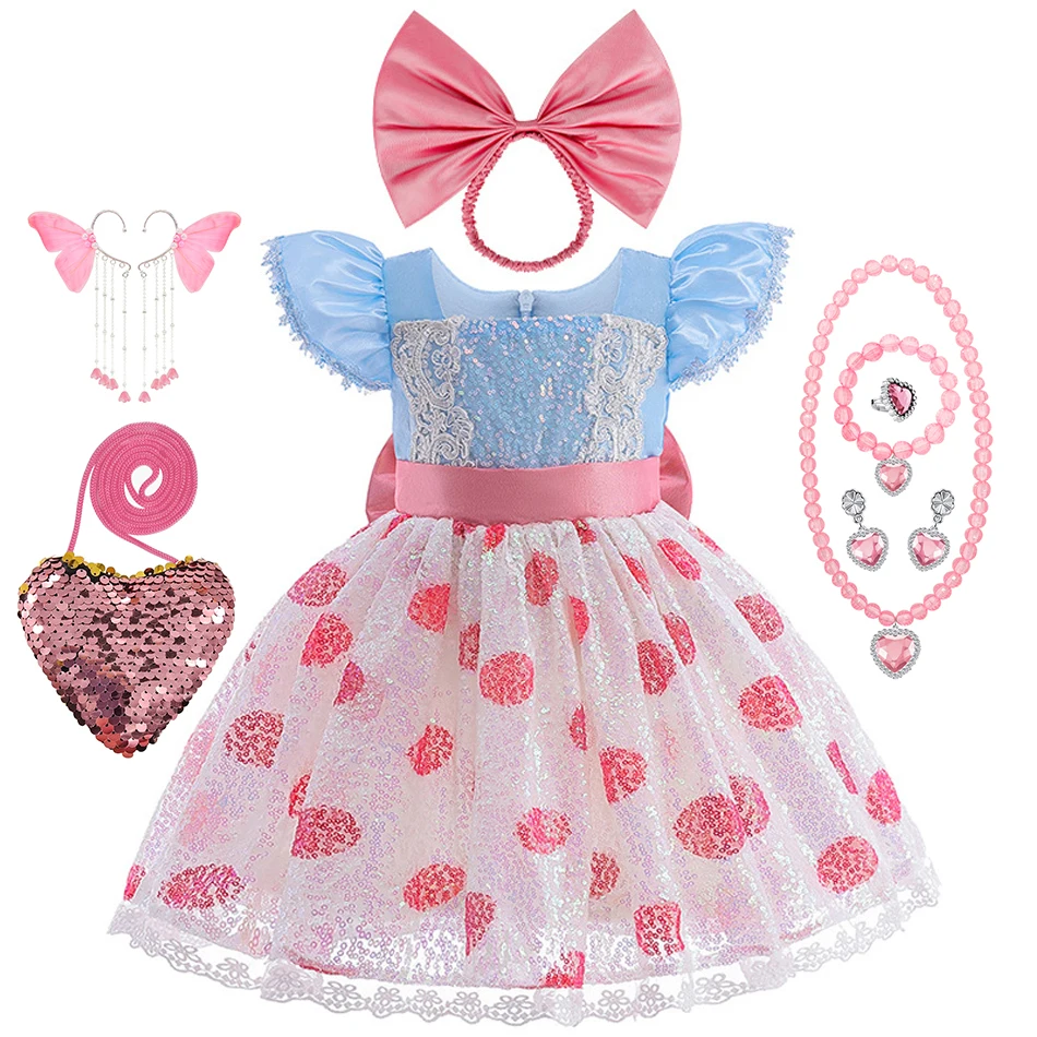 Disfraz de Princesa Rosa de Bo Peep para Niñas, Ropa con Lentejuelas para Niños, Disfraces para Halloween, Cumpleaños, Carnaval, Fiestas de Disfraces