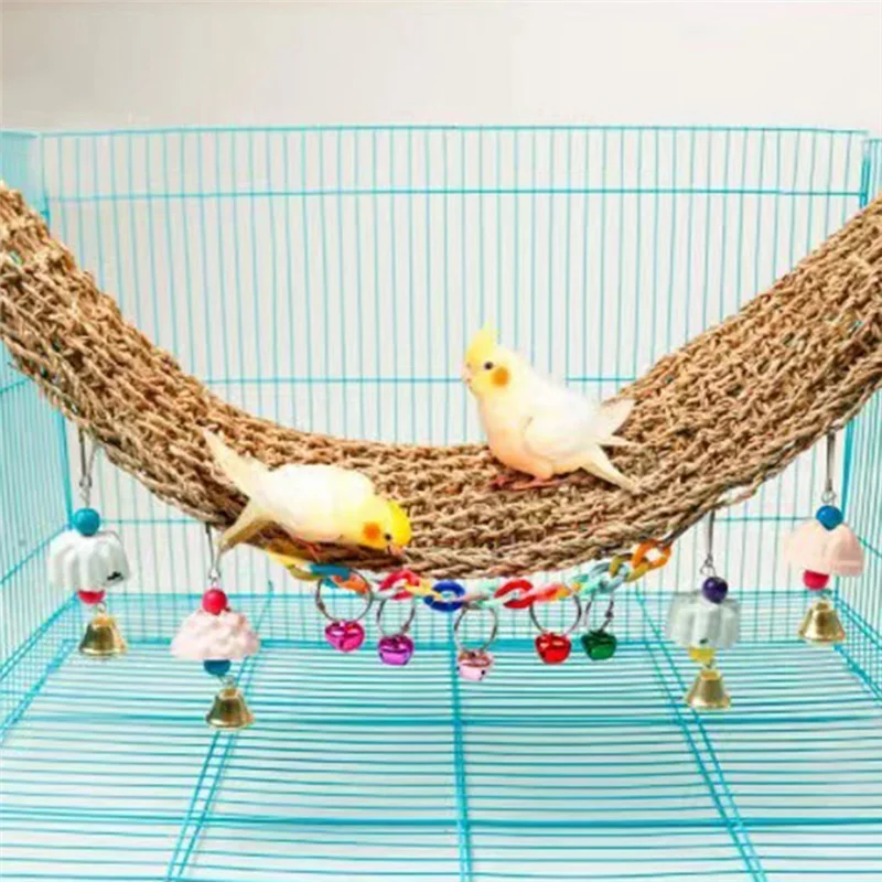 

2025+Bird Climbing Net Parrot Toy Woven Net Hammock Hanging on Parrot Cage Climbing Ropes Ladder Chew Toys for Birds 29x7Inch