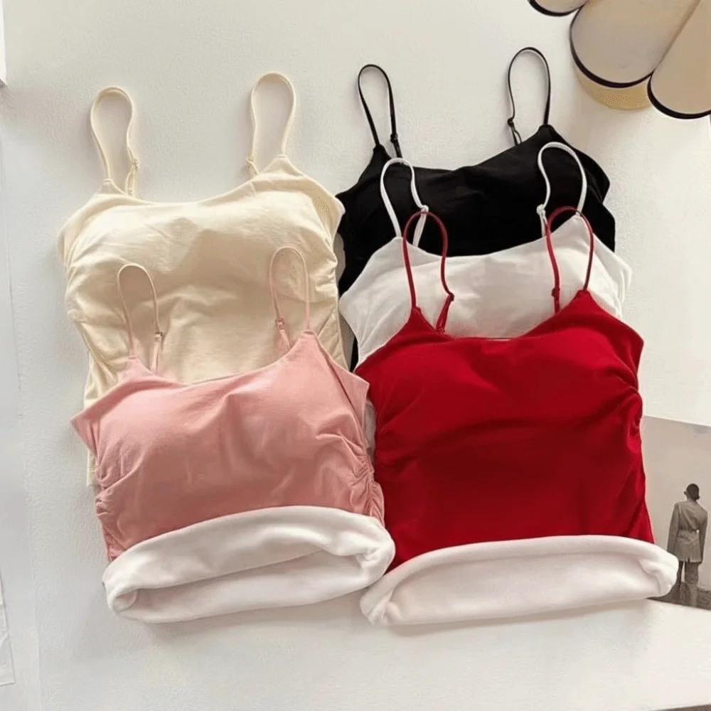 

New Thicken Thermal Tops Solid Color Slim Women Tanks Sleeveless Crop Top Autumn Winter