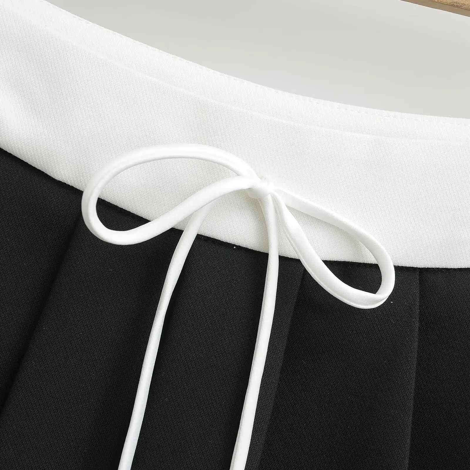 American Retro College Sle Pleated  Skirt Women's Summer Splicing f Skirt Lightproof A-Line ort Skirt