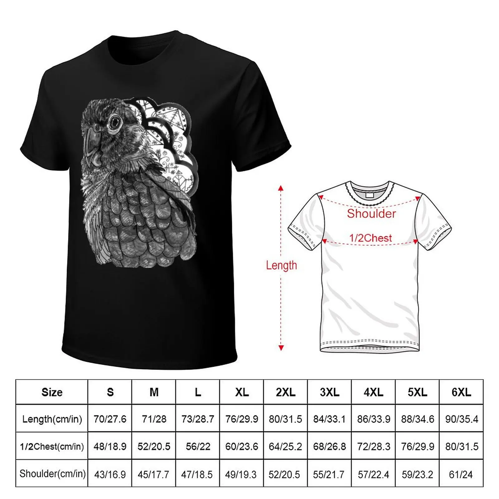 Greyscale Conure T-Shirt t shirt for man 100 percent cotton T-Shirt
