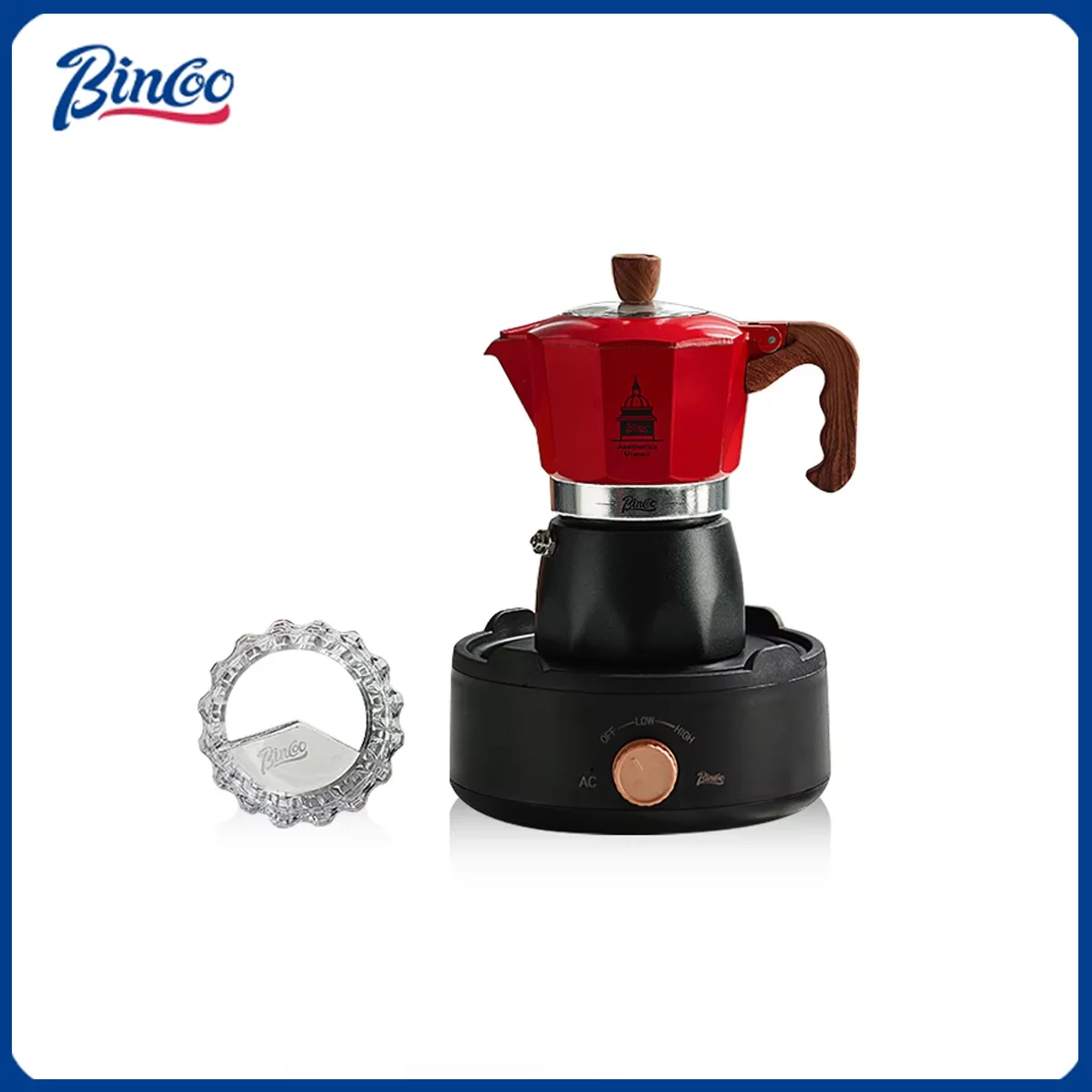 Bincoo Double Valve Coffee Moka Pot Espresso Machine Electric Stove Brewed Coffee Italian Home Outdoor Barista Accessories 220V