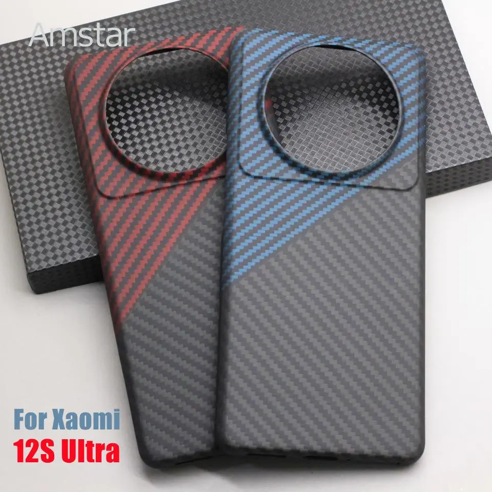 Amstar Dual Color Carbon Fiber Protective Case for Xiaomi 12 12X 12S Premium Ultra-thin Aramid Fiber Cover for Xiaomi 12S Ultra