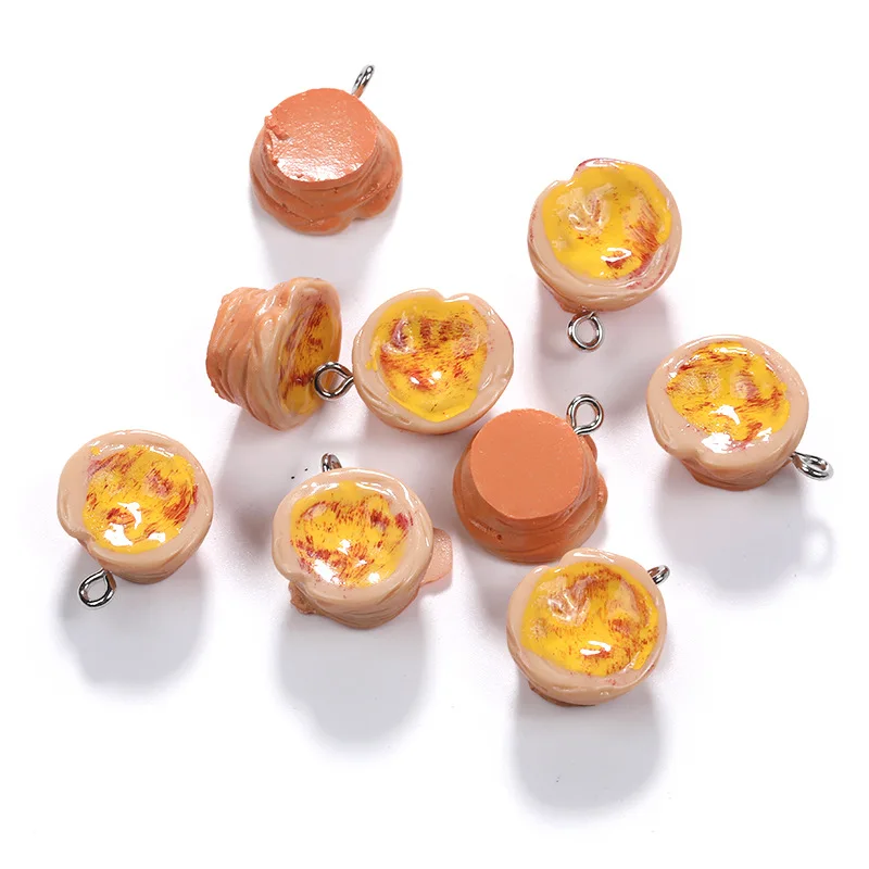 12Pcs Cute Simulation Resin Food Charms Cookie Bread Croissant Pendants DIY Jewelry Making Accessories