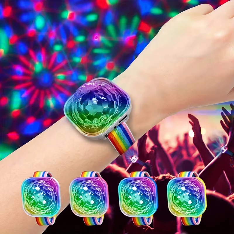 Portable LED Lamp Night Strobe Watch Bracelet USB Charging Voice Controlled with Suction Cup for Room Decor Car Dance Club Party