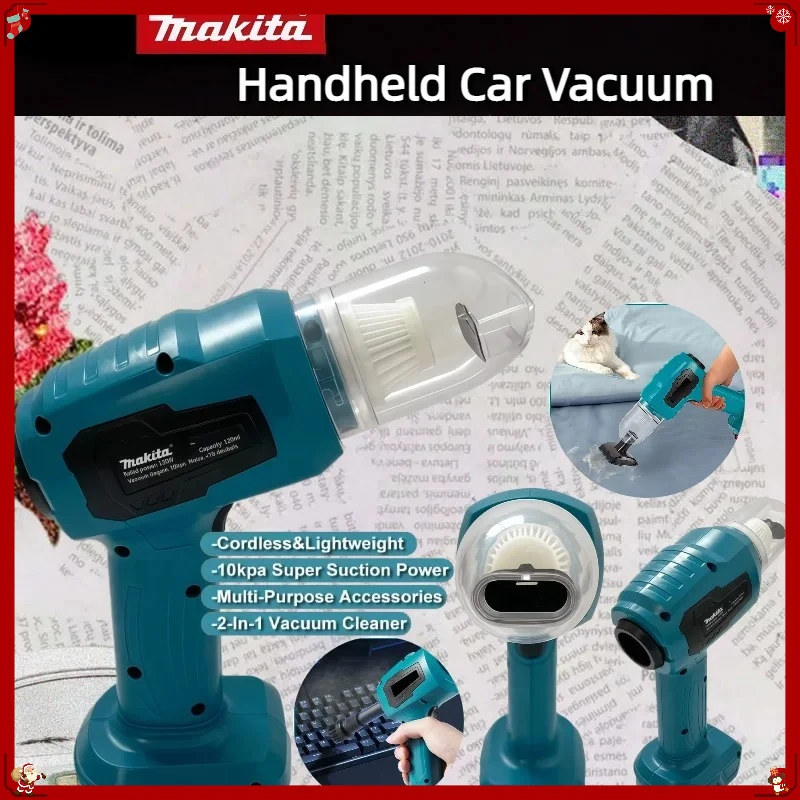 マキタコードレス掃除機：200w、10000pa、180ml容量、7種類のノズル、効率的な車内＆職場清掃に最適、18vバッテリー対応