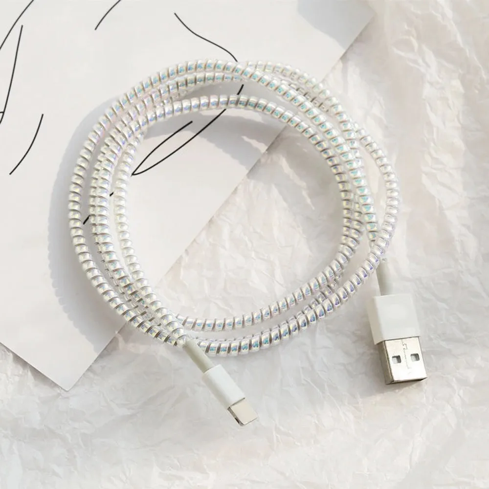 Laser Spiral 1.55M Phone Line Data Line Arrangement Charging Protection Rope Earphone Winding Spring