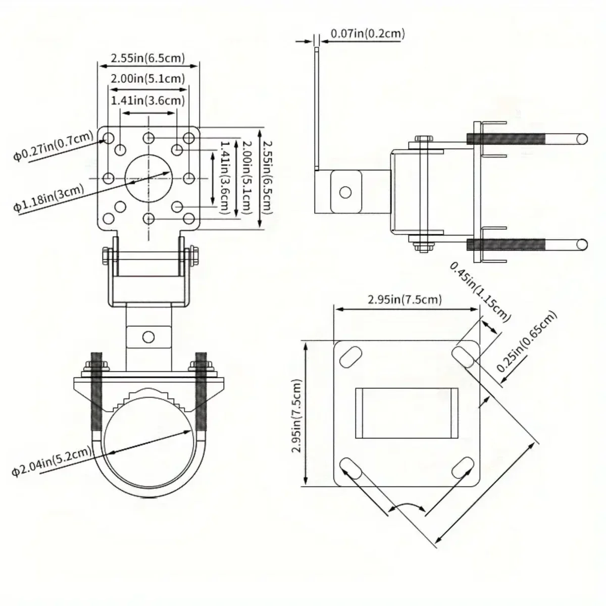 AP Bridge Antenna Clamp Holder ปรับมุมได้, ฟิกซ์เจอร์มัลติฟังก์ชั่น, สําหรับสถานที่ก่อสร้าง, เสาอากาศการสื่อสารคงที่