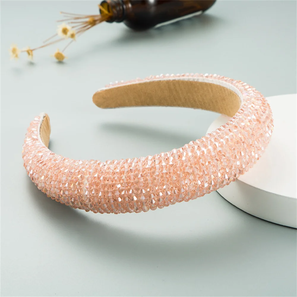 Solid Crystal Beads Hairbands For Women Girls Hair Hoop Headwear Fashion Clolorful Handmade Headbands Female Hair bands