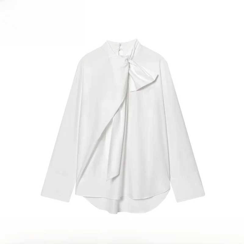 

EVEA Новая женская модная блузка с длинным рукавом и узлом, повседневная, из полиэстера, приятная к телу, дышащая, осень-зима