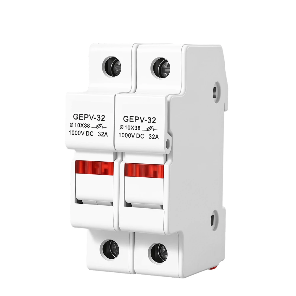 1 Stück 10*38mm DC-Sicherungshalter 2P Hochspannungs-Solar-PV 1000V Basis Photovoltaik-System-Schutzvorrichtung GEPV