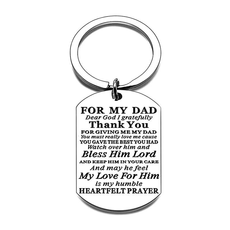 Fashion Fathers Day Keychain Birthday Christmas Gifts for Dad Step Daddy Gifts From Daughter Kids Son Wife Diy 2022 Wholesale