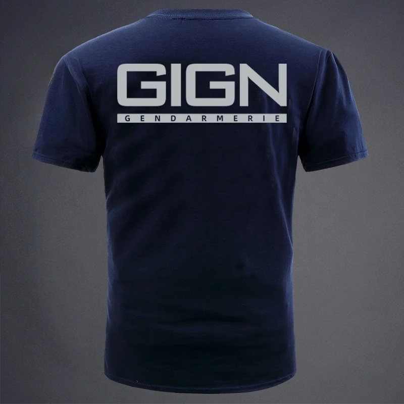 2026 New Summer French GIGN Special Team Men's and Women's Short-Sleeved T-Shirt with GIGN Print and Parachute Badge