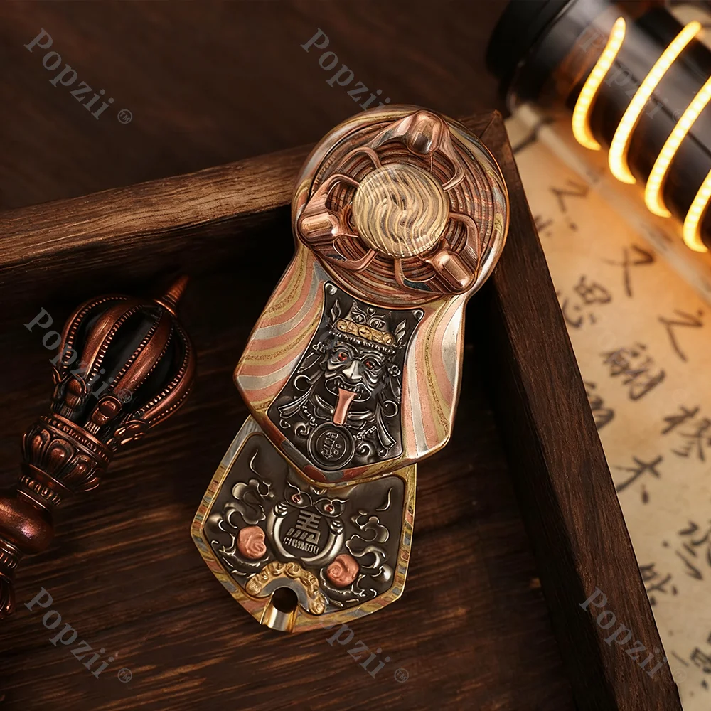 Chimago Mokume EDC يدور اليسار واليمين 360 °   ألعاب تململ منزلق الدفع الميكانيكي، ألعاب القلق للبالغين، دوارات الأصابع