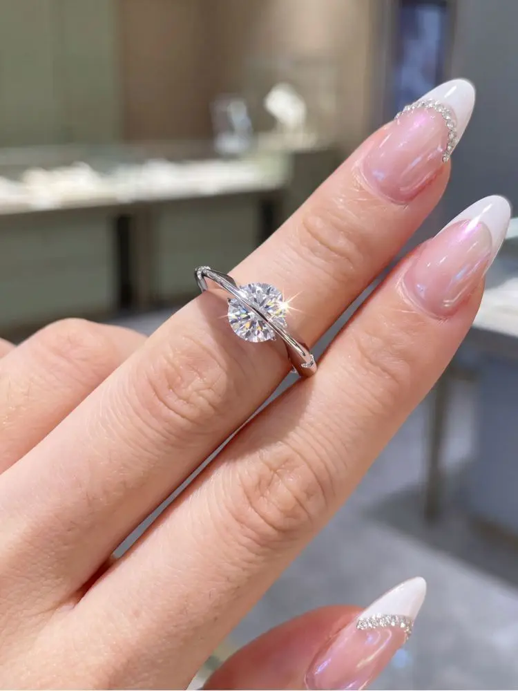 925 Sterling Silver Real 1CT Moissanite Diamond Planet Orbiting Engagement Ring for Women Personalization Gift Fine Jewelry - view 6