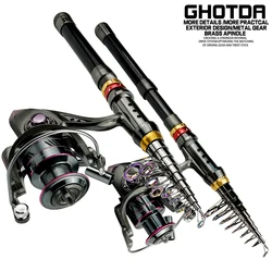 Portable Telescopic Fishing Rod Combination 1.8-3.6m with Reel Maximum Resistance 3-8kg Gear Ratio 5.2:1 Fishing Accessories