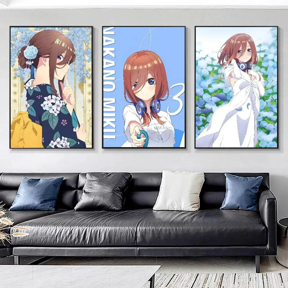 1pc Hot Anime The Q-Quintessential Q-Quintuplets Miku Nakano Posters HD Print Vintage Wall Art Decor for Home Study Room