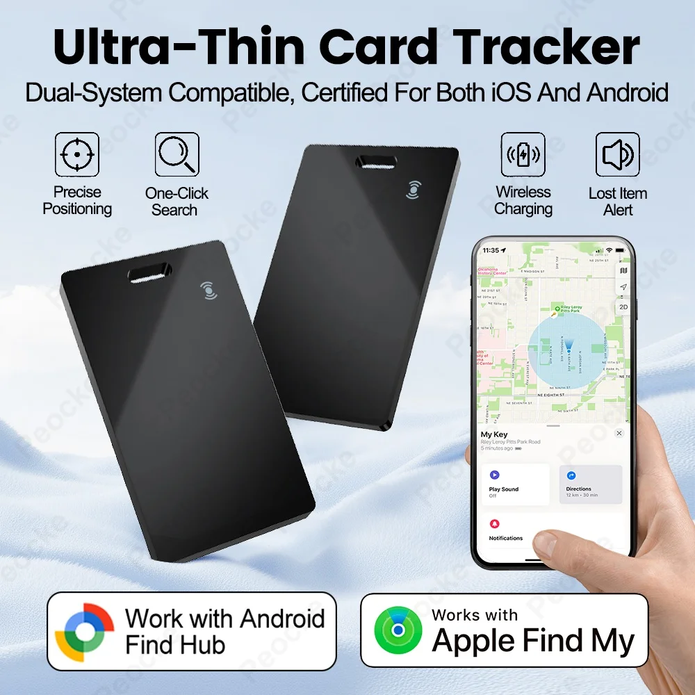 Smart Wallet Tracker Card Bluetooth Tracker for Apple or Android Key Luggage Finder Pet Locator Tag Works with Google Find Hub