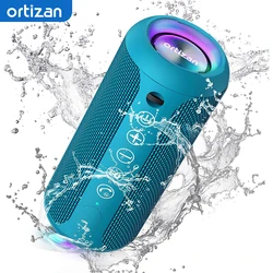 Ortizan Portable Bluetooth Speakers with Bass Boost,IPX7 Waterproof,Suporrt TF Card/AUX,RGB Lights,30H Playtime,24W Loud Drivers