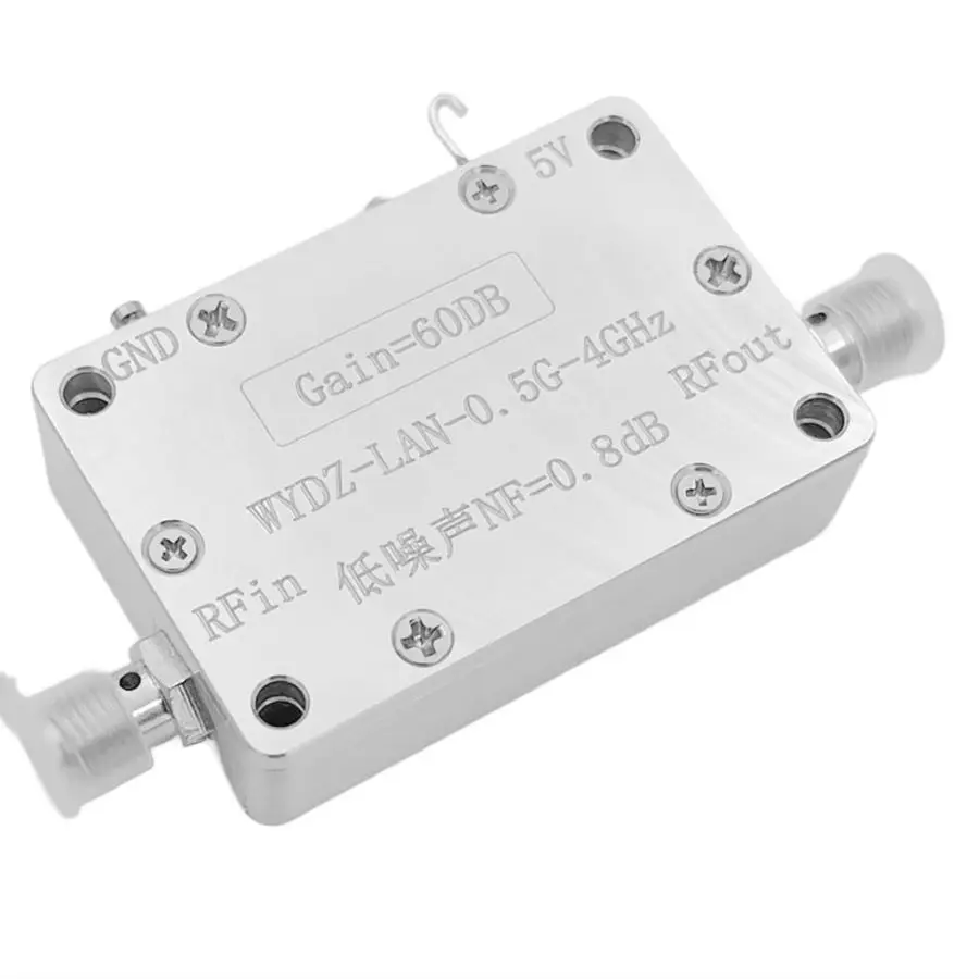 LNA-amplificador de bajo ruido para Radio Ham, sistema receptor de señal WIFI, con GPS Beidou GLNSS, HF, VHF, UHF, FM, SDR, 0,5-4GHz de ganancia de 60dB